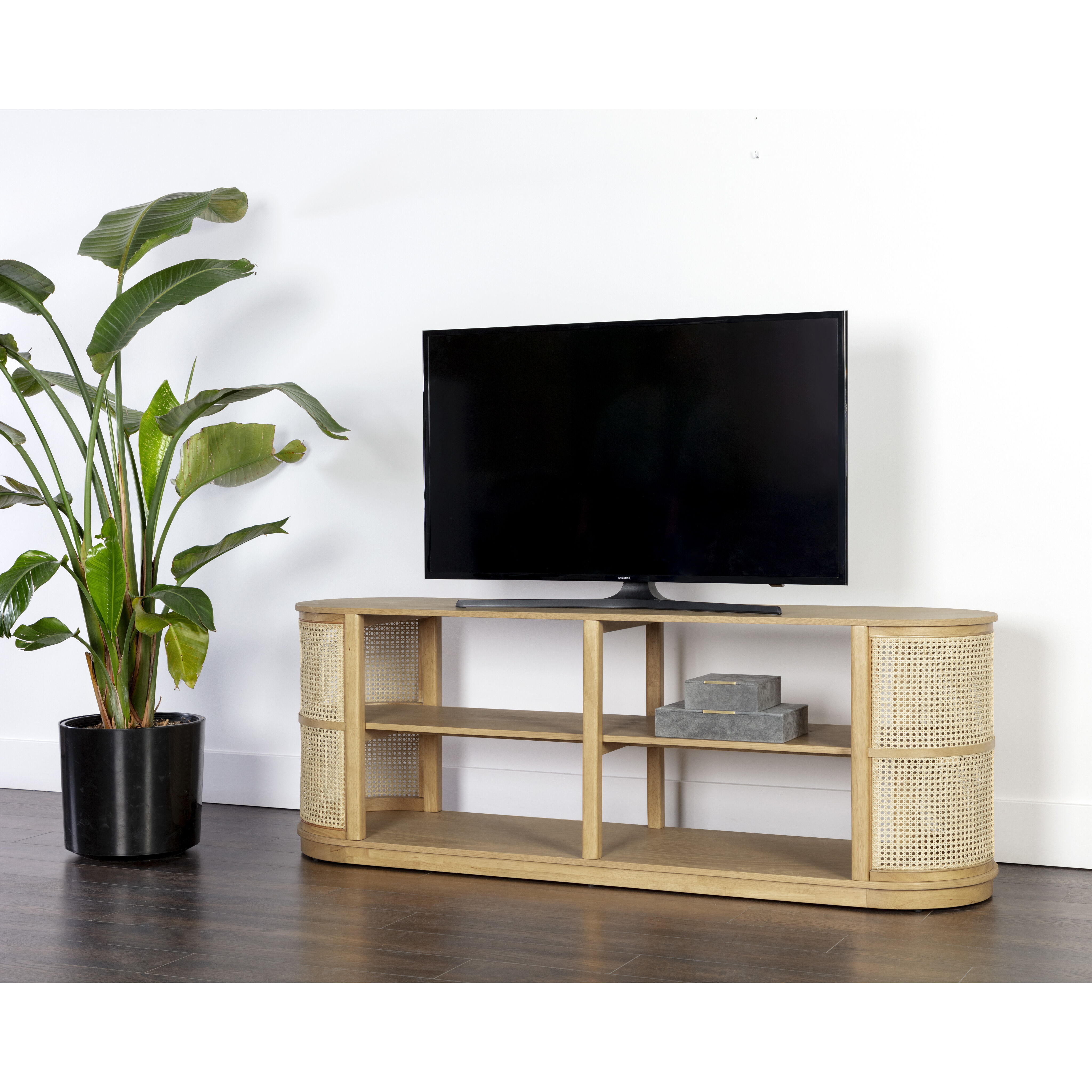 Behati 71 inch Light Wash / Light Wash Media Console & Cabinet